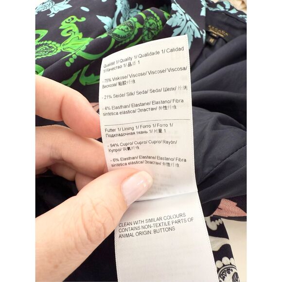 Escada Neiman Marcus‎ Coin Navy Blue Floral Silk Blend Blazer Size 36 S - Picture 8 of 8